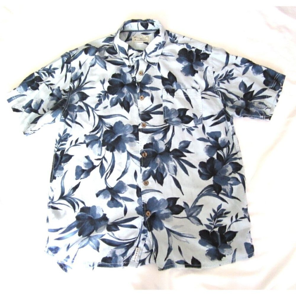 Men's‎ Honolua Floral Pattern Button Up Short Sleeve Shirt Sz L (MT264)